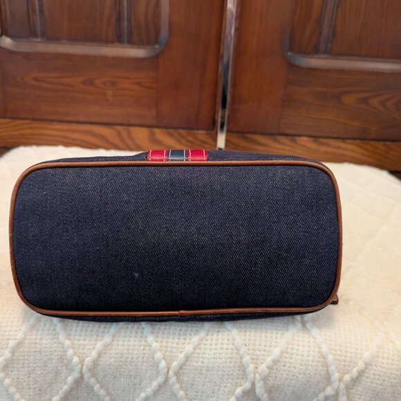 VINTAGE Coach Denim Shoulder Bag with Red Stripes And Brown Accents - Picture 6 of 11